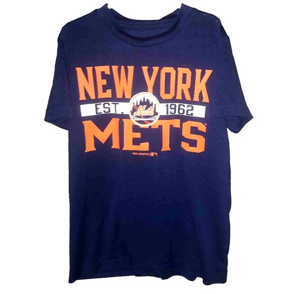 New York Mets synthetic  t-shirt youth size tag missing S/M-16" p2p  Free Ship! - Picture 1 of 2
